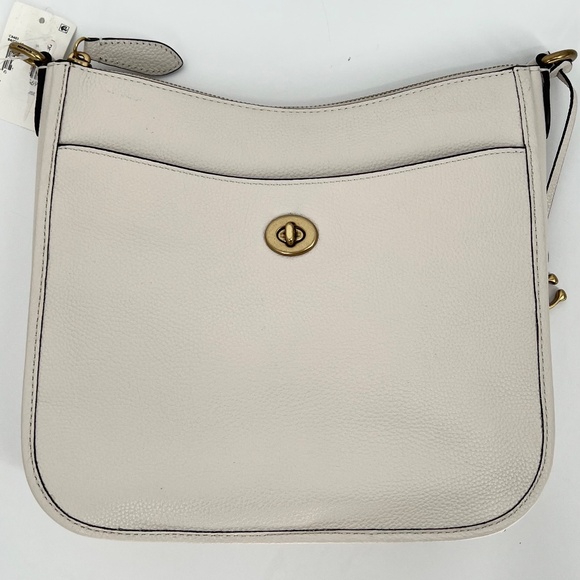 Coach Polished Pebble Leather Chaise Crossbody Bag Off White Dust Bag - Picture 4 of 11